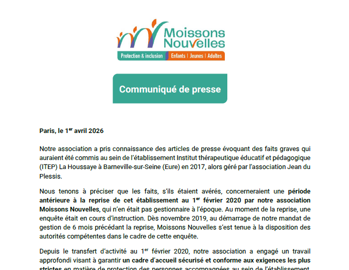 Communiqué de presse – 1er avril 2026